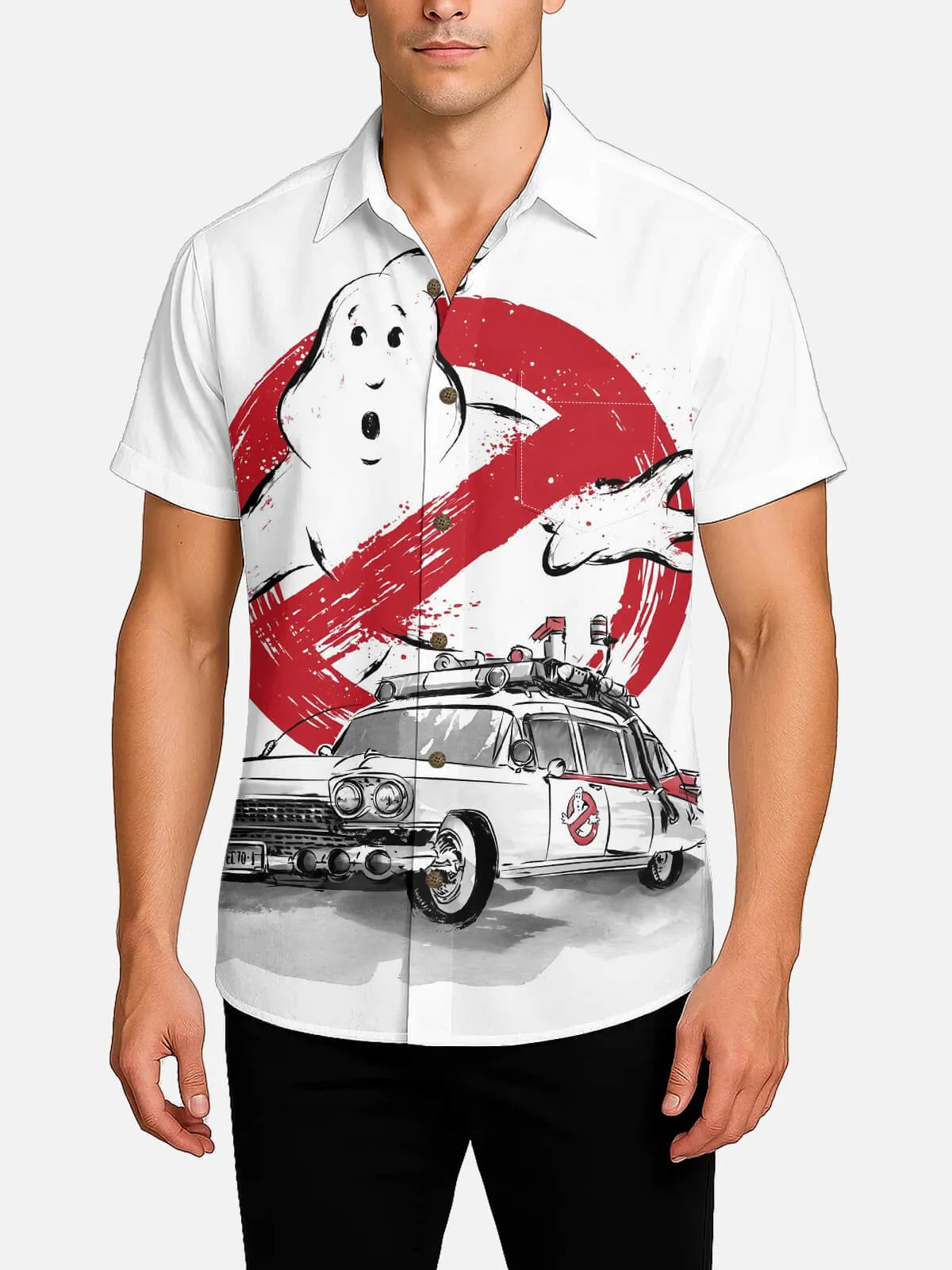 Men's Ghostbusters Ecto-1 Logo Short Sleeve Shirt sold by Eleven Oasis product image thumbnail 2