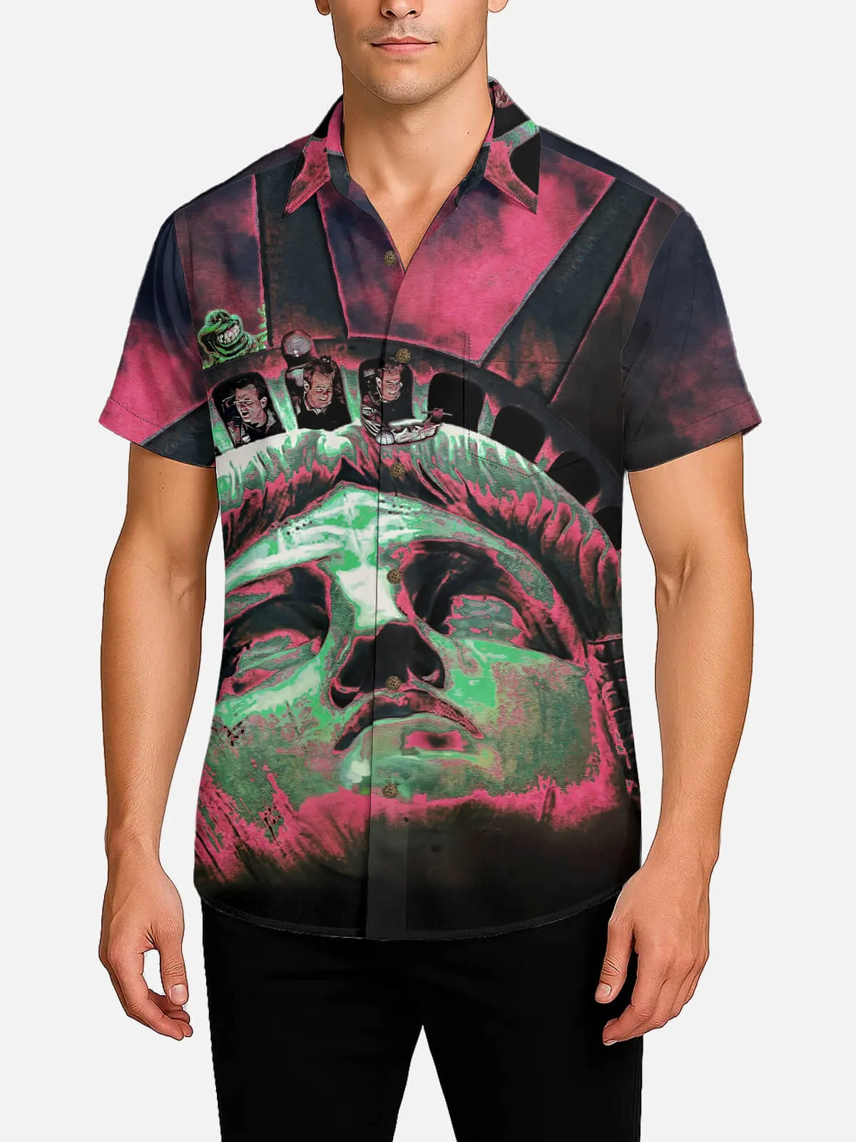 Men's Ghostbusters Statue of Liberty Short Sleeve Shirt sold by Eleven Oasis product image thumbnail 2