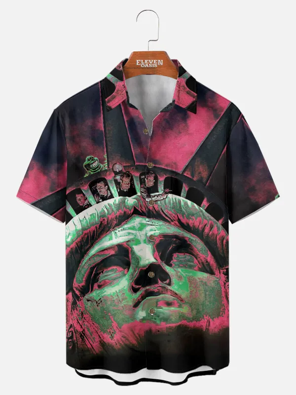 Men's Ghostbusters Statue of Liberty Short Sleeve Shirt sold by Eleven Oasis