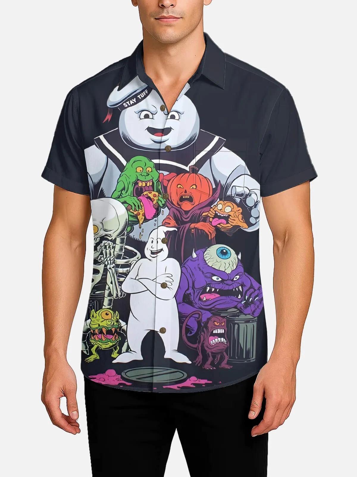Men's Ghostbusters Cartoon Monsters Short Sleeve Shirt sold by Eleven Oasis product image thumbnail 2