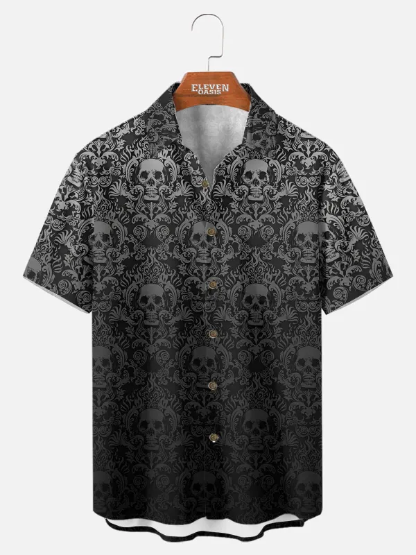 Men's Gothic Skull Pattern Short Sleeve Shirt sold by Eleven Oasis