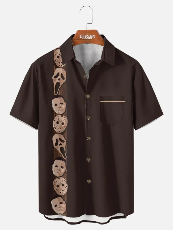 Men's Slasher Icons Halloween Short Sleeve Shirt sold by Eleven Oasis