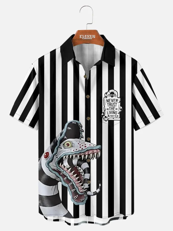 Men's Beetlejuice Sandworm Halloween Short Sleeve Shirt sold by Eleven Oasis