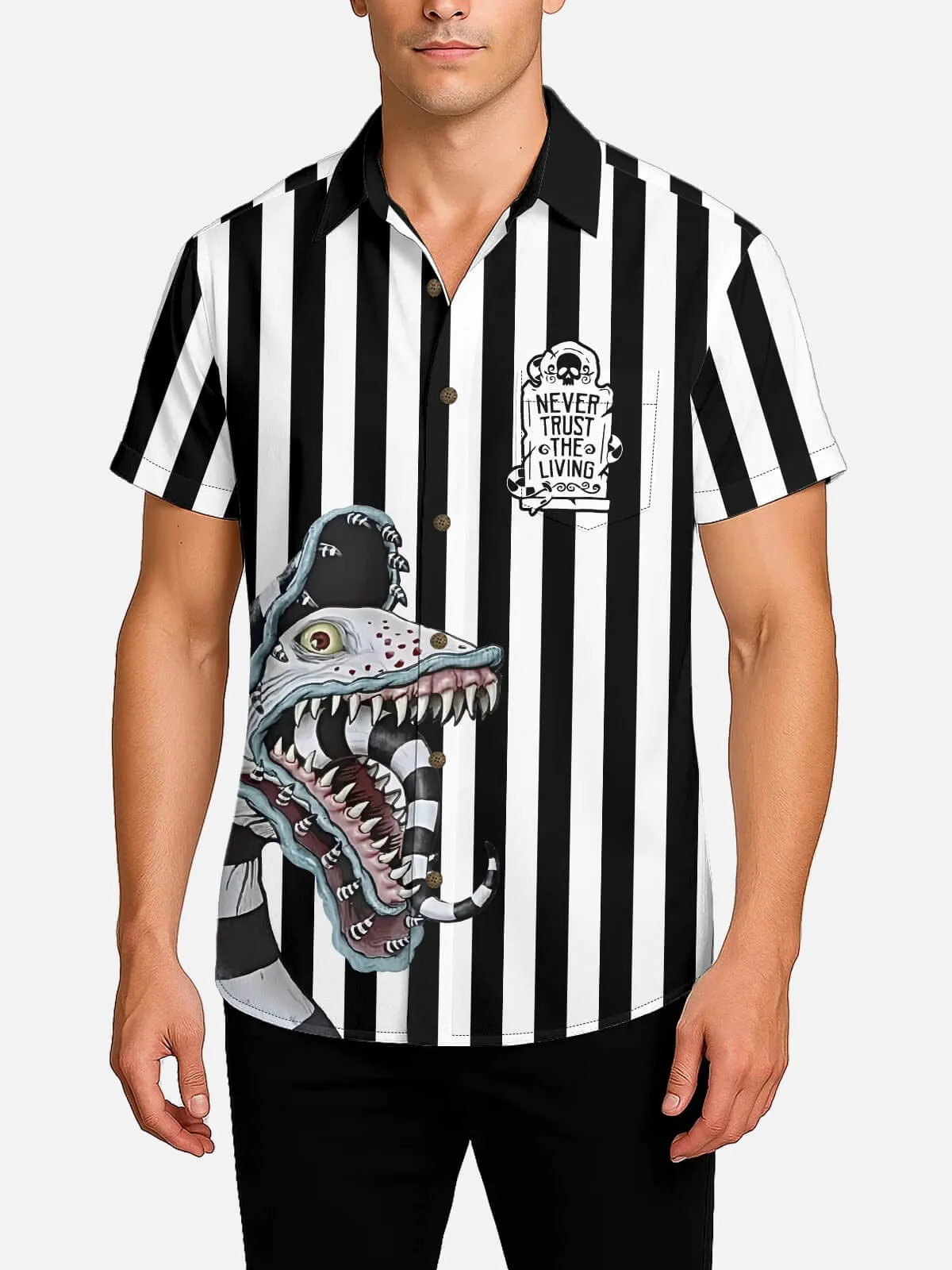 Men's Beetlejuice Sandworm Halloween Short Sleeve Shirt sold by Eleven Oasis product image thumbnail 2