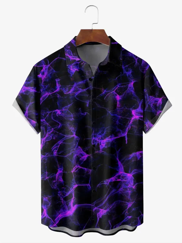 Tall Men's Purple Smoke Print Short Sleeve Casual Shirt sold by Eleven Oasis