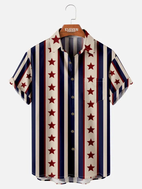 Men's American Pride Stars and Stripes Short Sleeve Shirt sold by Eleven Oasis