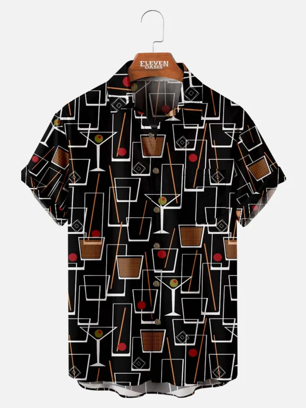 Men's Mid-Century Cocktail Art Short Sleeve Shirt sold by Eleven Oasis