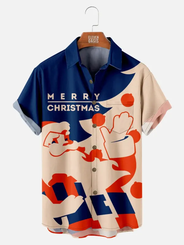 Tall Men's Retro Graphic Merry Christmas Short Sleeve Shirt sold by Eleven Oasis