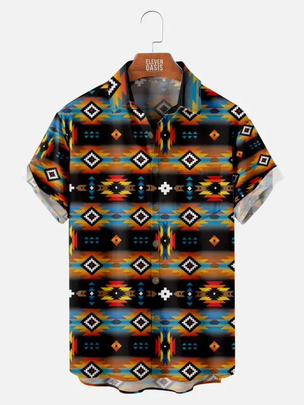 Men's Southwestern Aztec Blanket Short Sleeve Shirt sold by Eleven Oasis