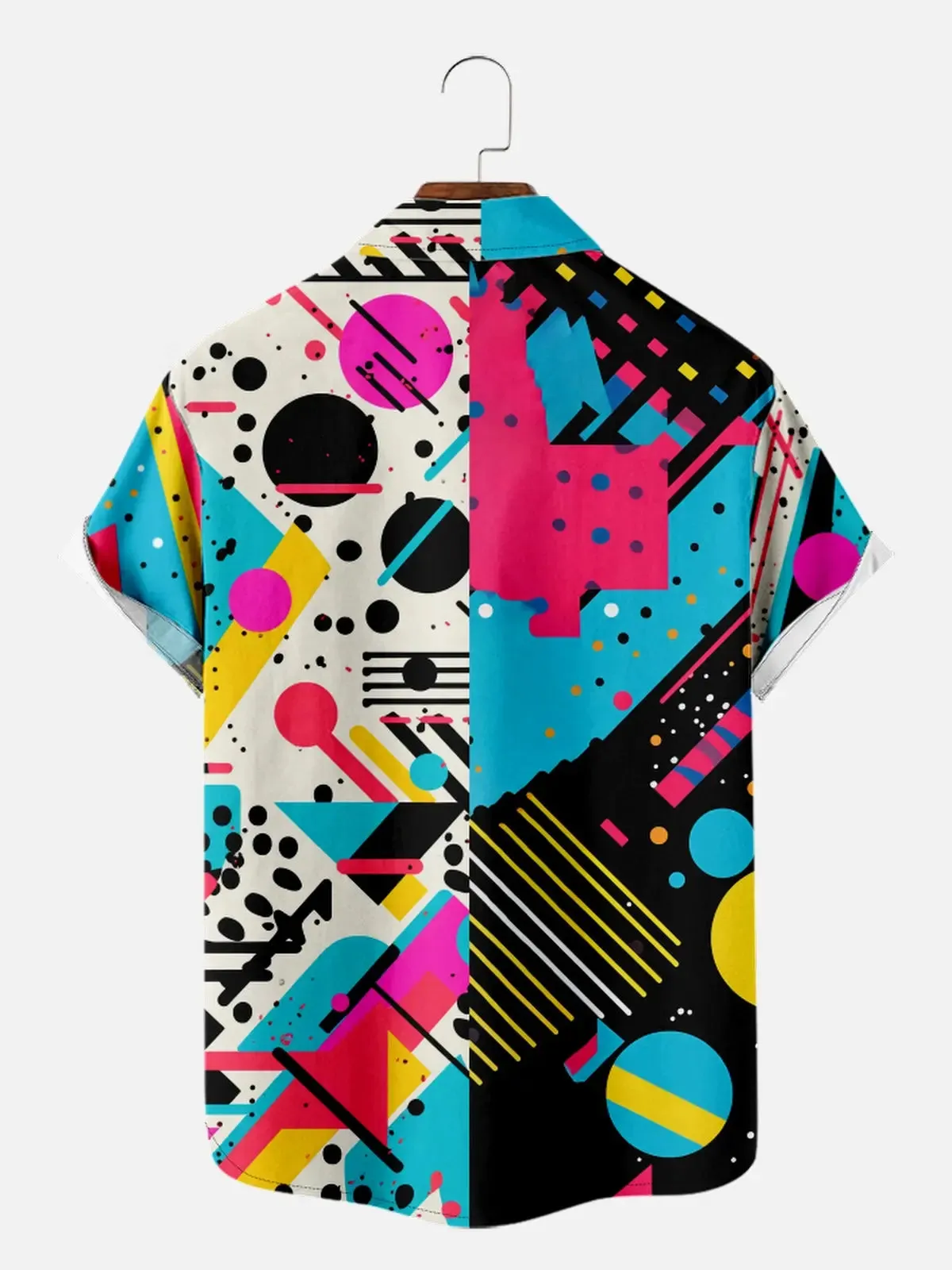 Men's Trapper Keeper Inspired Colorful Geometric Shapes Short Sleeve Shirt sold by Eleven Oasis product image thumbnail 2
