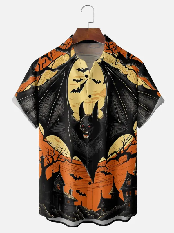Men's Vampire Bat Halloween Short Sleeve Shirt sold by Eleven Oasis