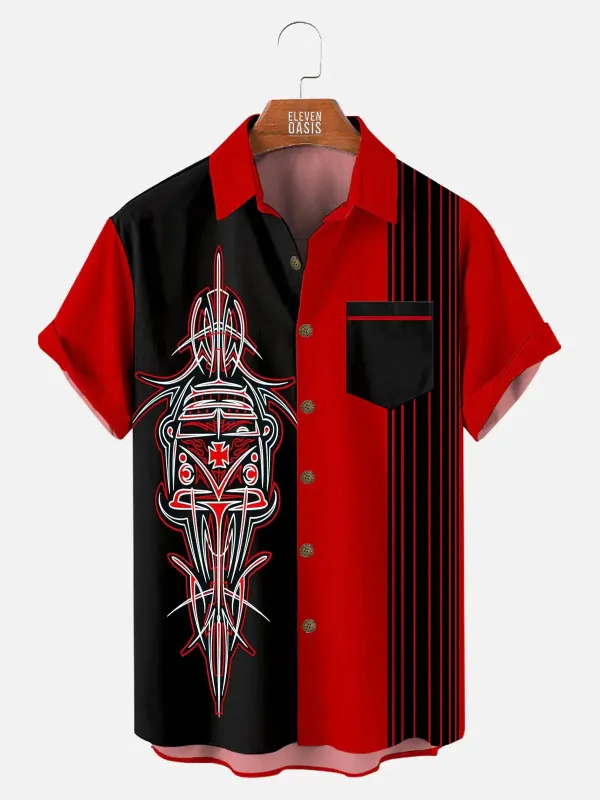 Tall Men's Kustom Kulture Pinstripe Short Sleeve Shirt sold by Eleven Oasis