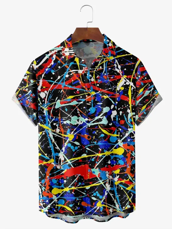Men's Modern Art Paint Splashes Splatter Print Casual Shirt sold by Eleven Oasis