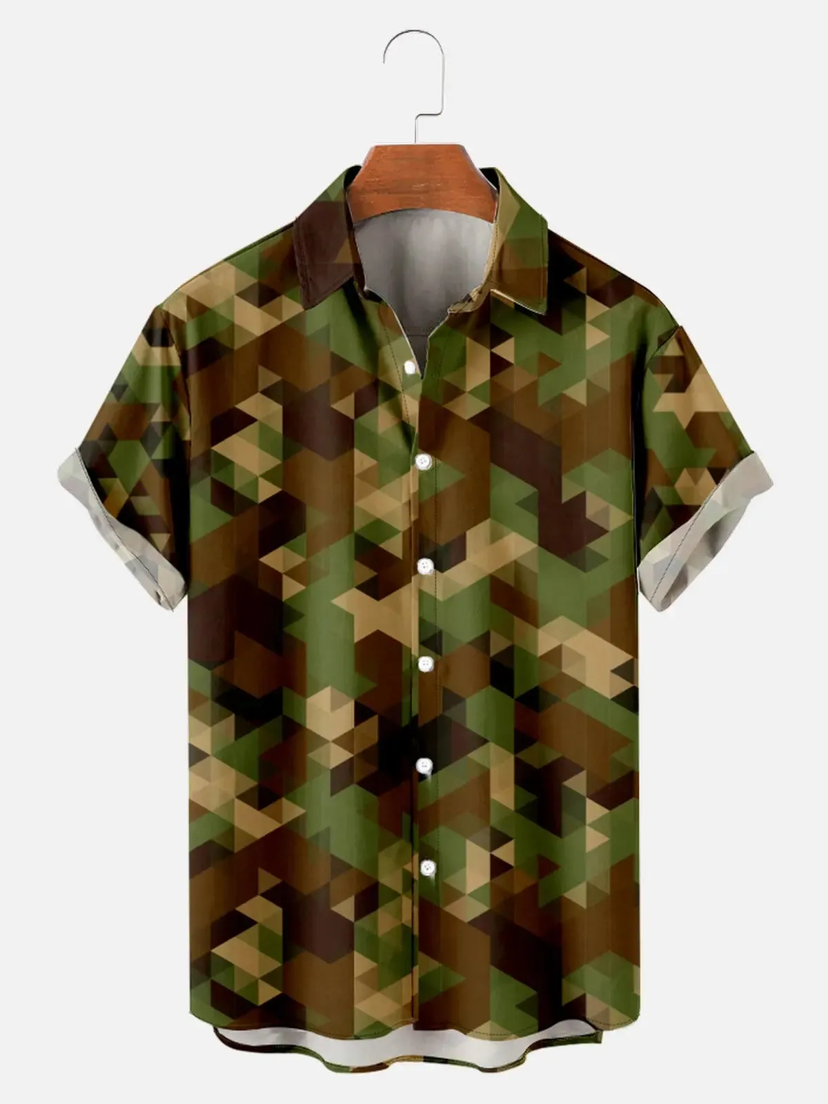 Men's Geometric Camo Short Sleeve Shirt sold by Eleven Oasis
