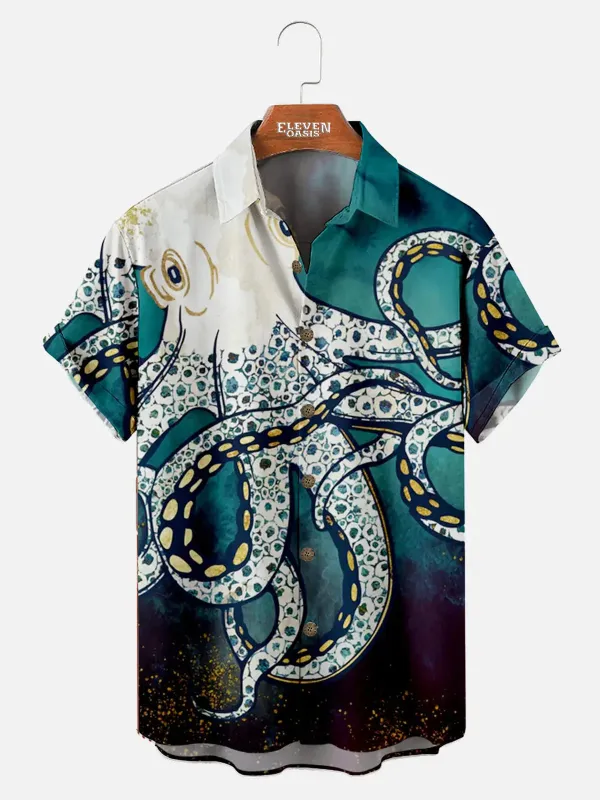 Men's Spotted Kraken Bloom Short Sleeve Shirt sold by Eleven Oasis