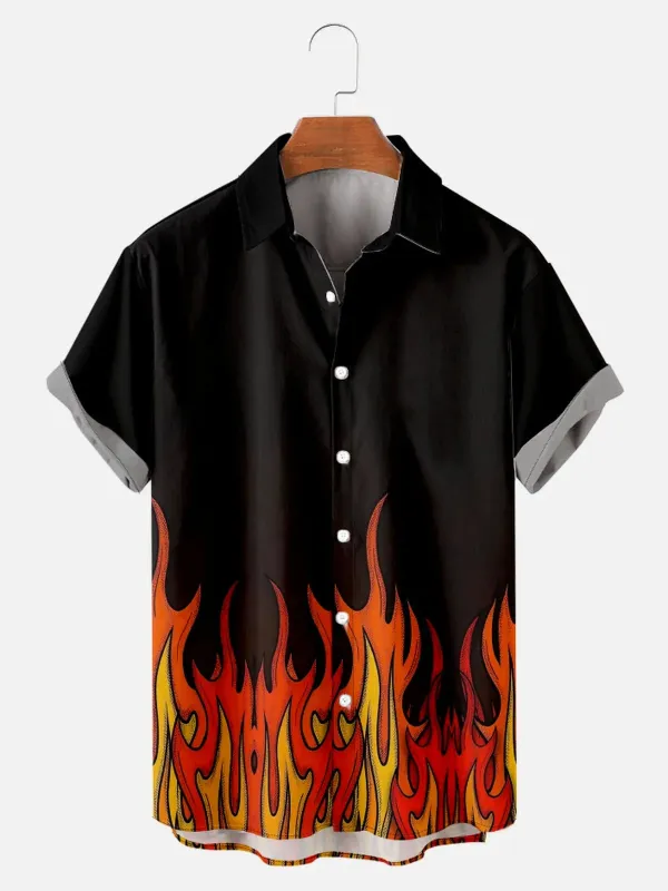 Men's Hot Rod Classic Flame Pattern Short Sleeve Shirt sold by Eleven Oasis
