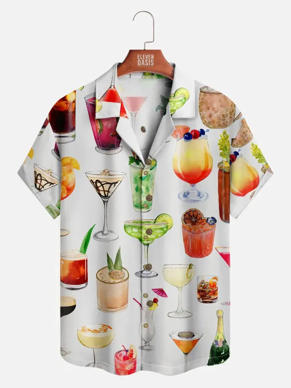 Men's Classic Cocktail Collection Hawaiian Short Sleeve Shirt sold by Eleven Oasis