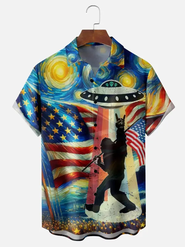 Men's Bigfoot Abduction Short Sleeve Shirt sold by Eleven Oasis