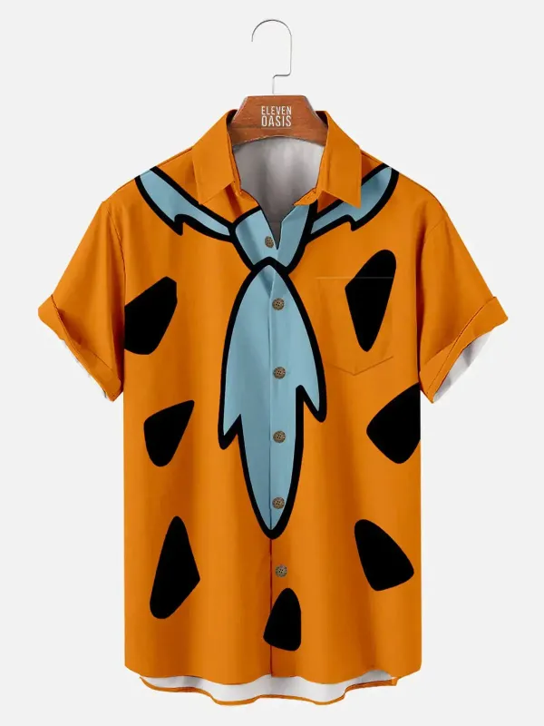 Men's Fred Flintstone Spread Collar Short Sleeve Shirt sold by Eleven Oasis