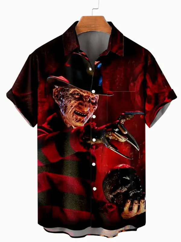 Men's Nightmare on Elm Street Freddy Krueger Short Sleeve Shirt sold by Eleven Oasis