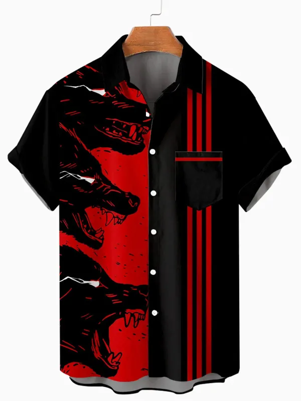 Men's Howling Wolves Halloween Short Sleeve Shirt sold by Eleven Oasis