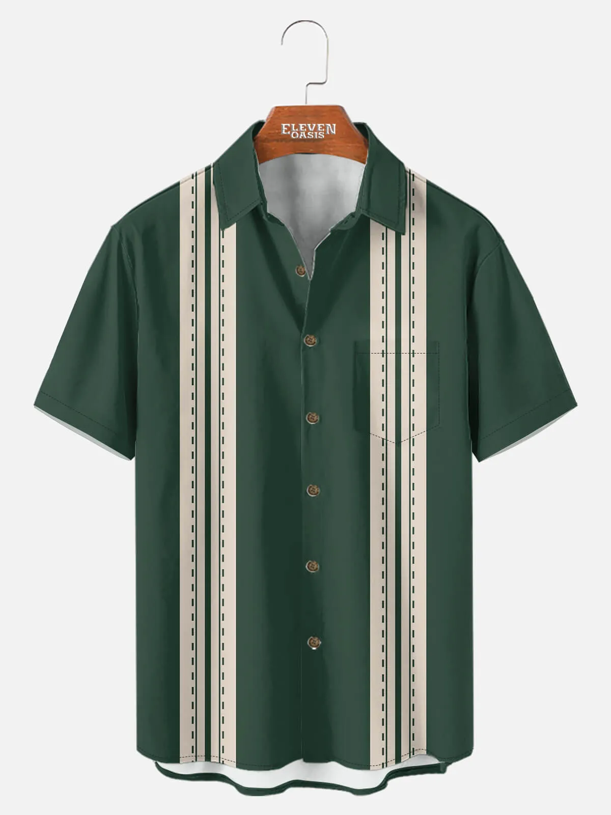 Men's Dash Stripe Bowling Short Sleeve Shirt sold by Eleven Oasis