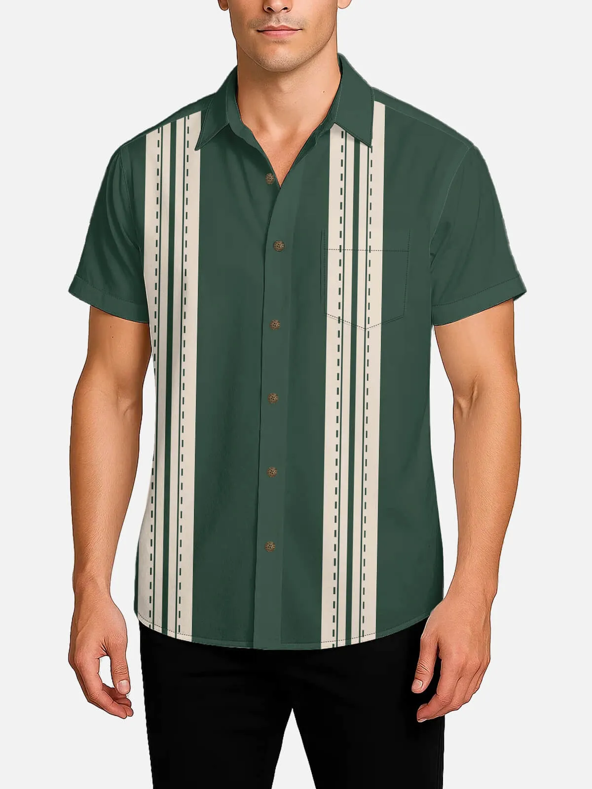 Men's Dash Stripe Bowling Short Sleeve Shirt sold by Eleven Oasis product image thumbnail 2