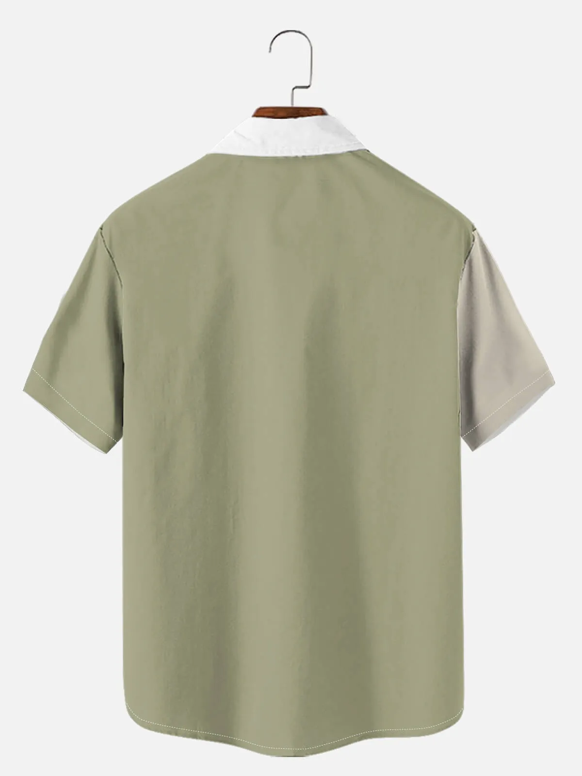 Men's Retro Panel Stripe Bowling Short Sleeve Shirt sold by Eleven Oasis product image thumbnail 2