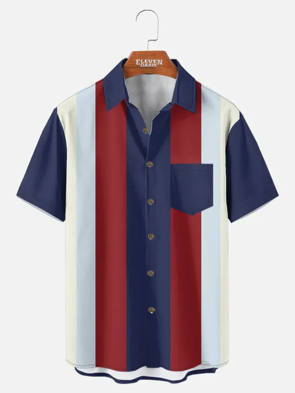 Men's Victory Stripe Bowling Short Sleeve Shirt sold by Eleven Oasis