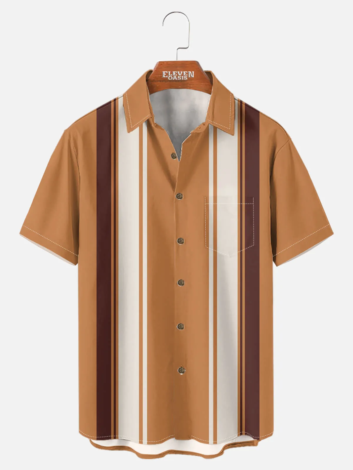 Men's Retro Lane Stripe Bowling Short Sleeve Shirt sold by Eleven Oasis