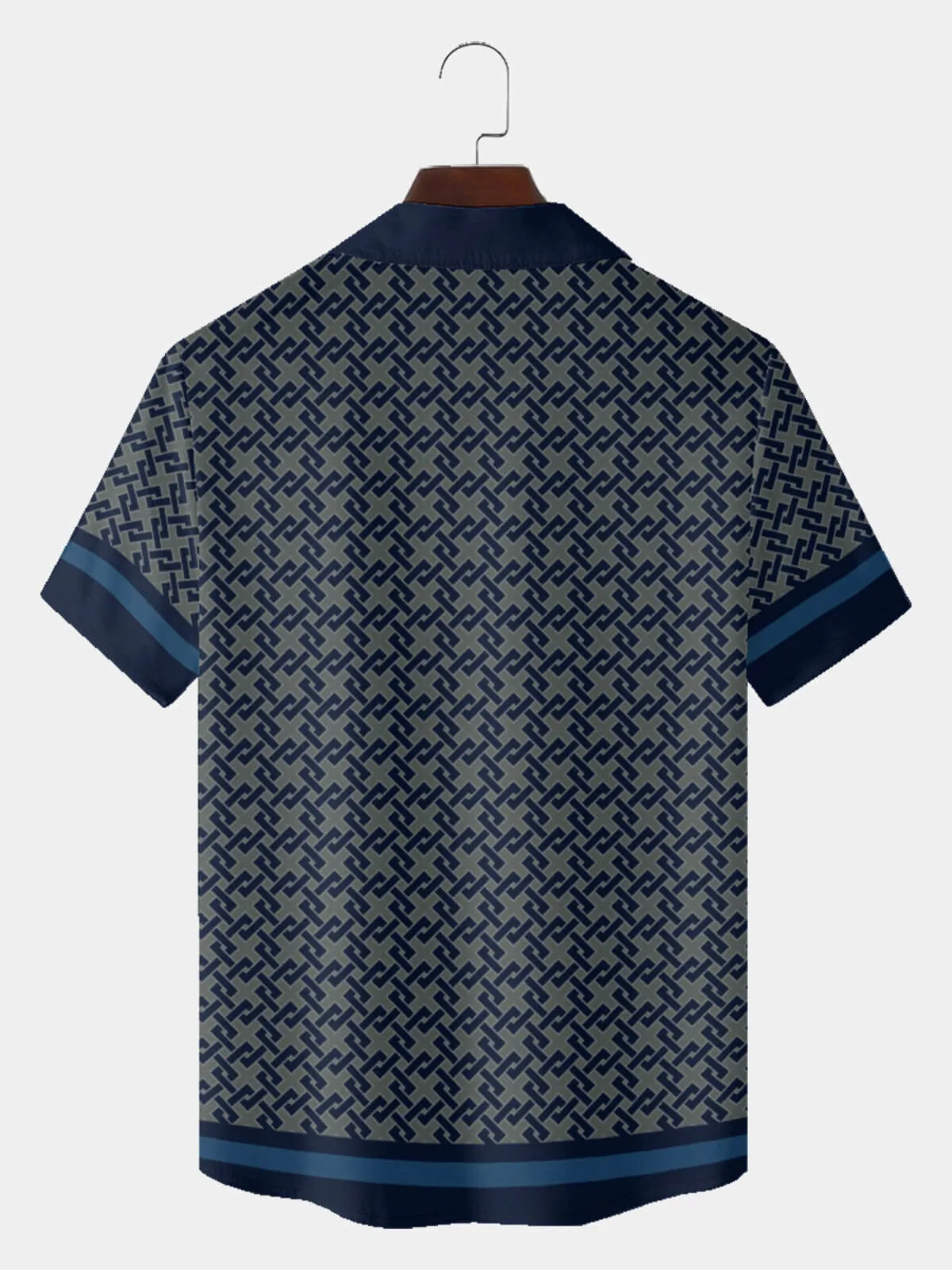 Tall Men's Lattice Pattern Bowling Short Sleeve Shirt sold by Eleven Oasis product image thumbnail 2