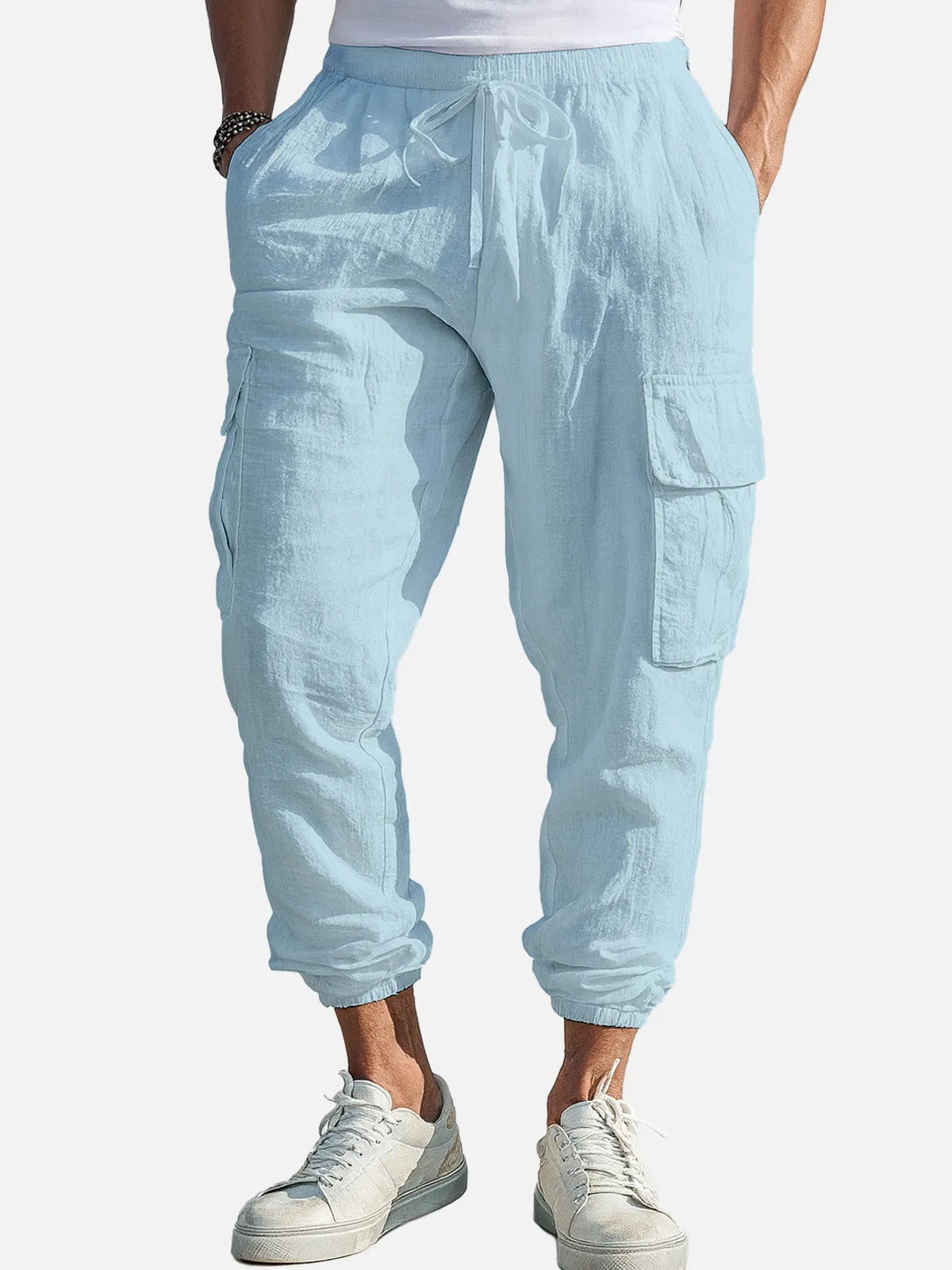 Men's Casual Linen Cargo Jogger Pants sold by Eleven Oasis product image thumbnail 2