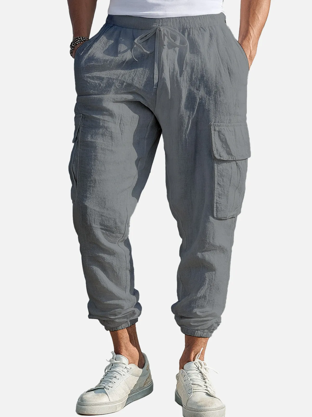 Men's Casual Linen Cargo Jogger Pants sold by Eleven Oasis