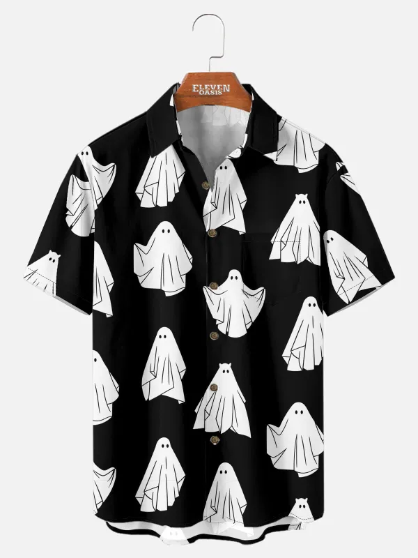 Men's Halloween Ghost Party Short Sleeve Shirt sold by Eleven Oasis