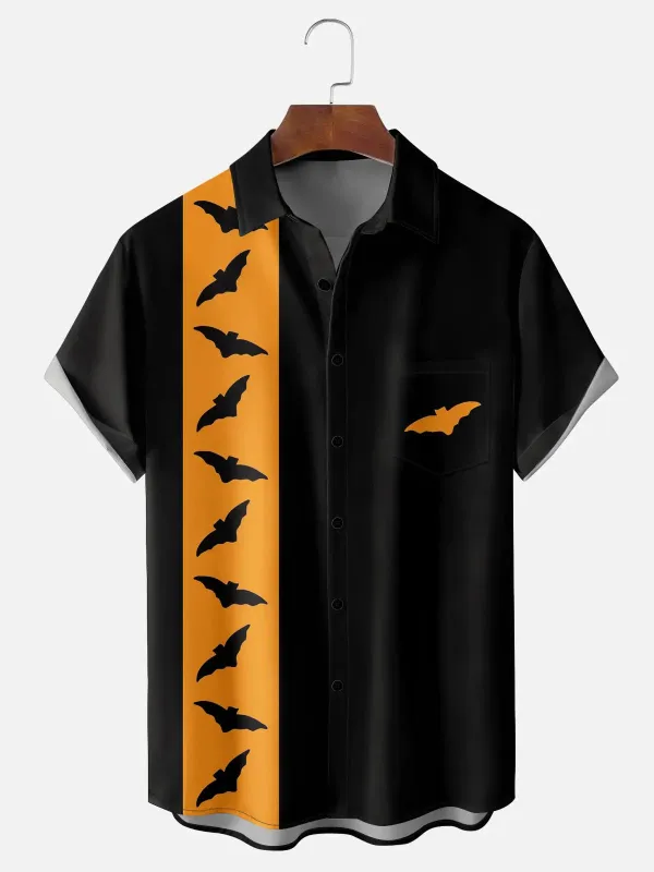 Men's Flying Bats Halloween Short Sleeve Shirt sold by Eleven Oasis