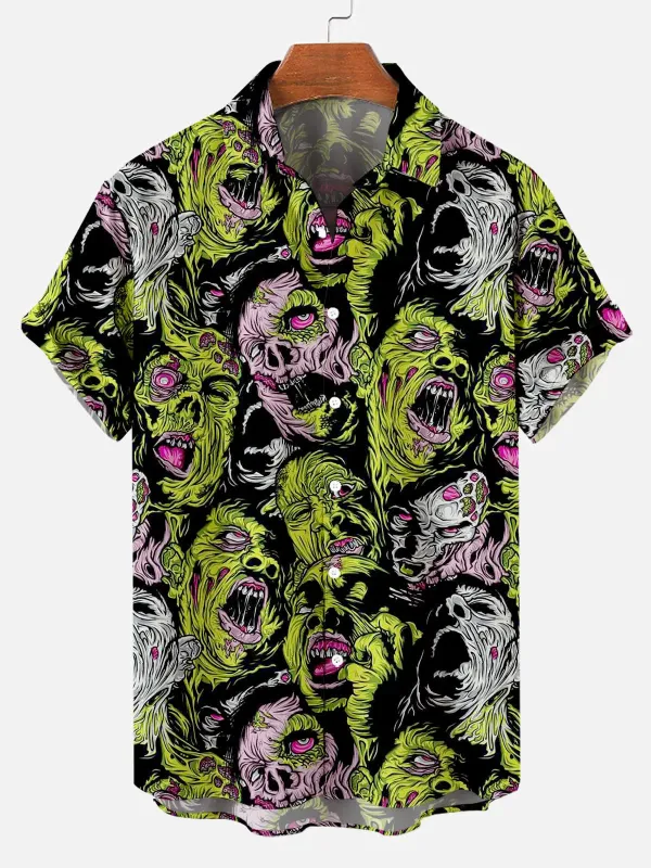 Men's Zombie Horde Halloween Short Sleeve Shirt sold by Eleven Oasis