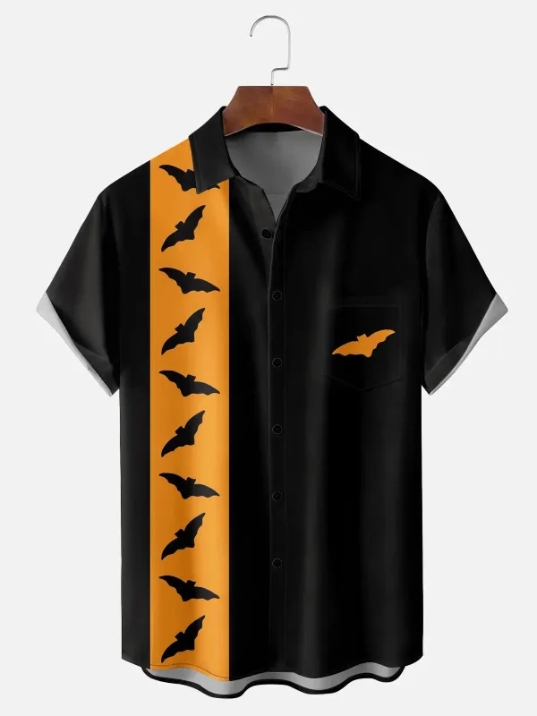 Tall Men's Flying Bats Halloween Short Sleeve Shirt sold by Eleven Oasis