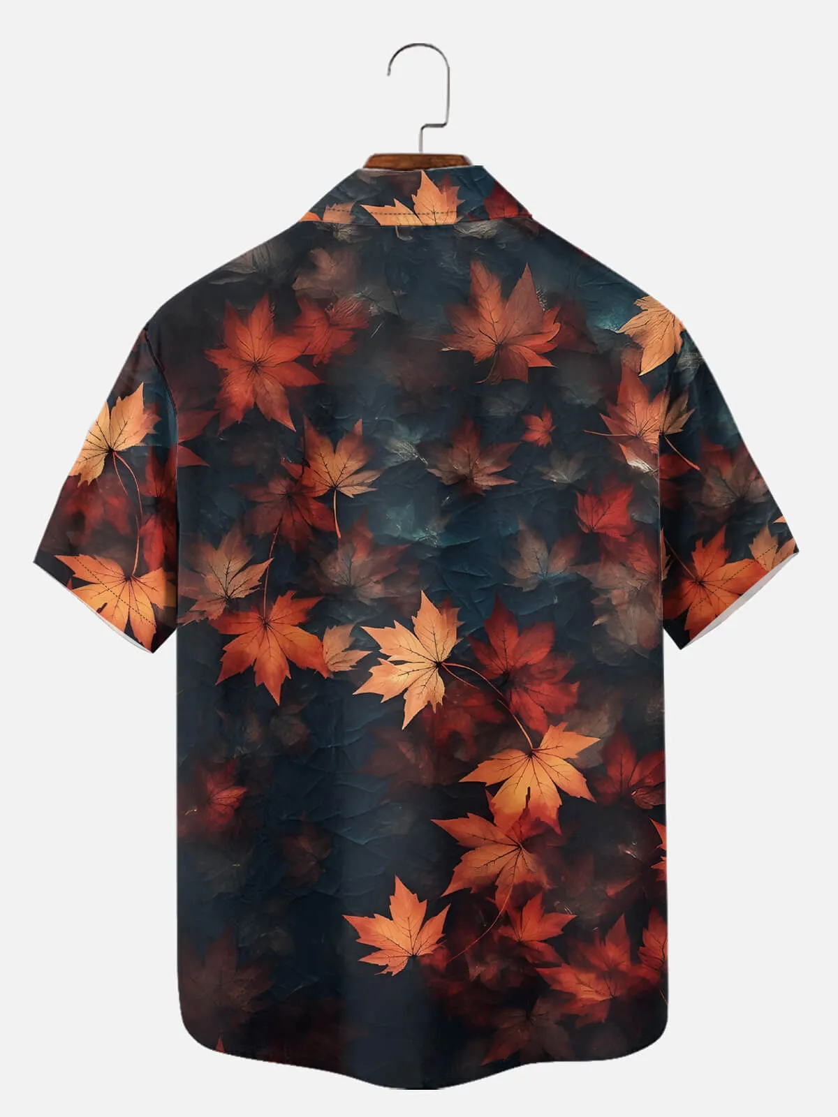 Tall Men's Fall Maple Leaves Short Sleeve Shirt sold by Eleven Oasis product image thumbnail 3