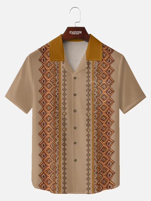Men's Retro Diamond Panel Short Sleeve Shirt sold by Eleven Oasis
