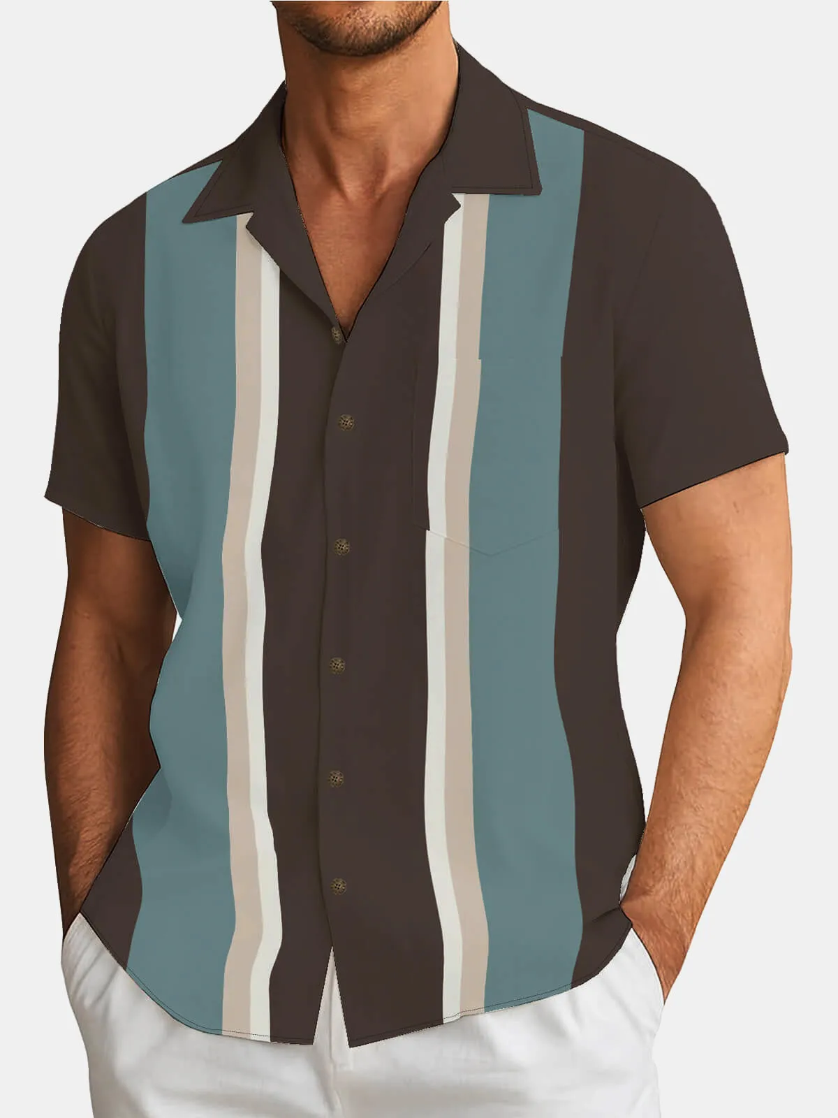 Men's Mid-Century Bowling Short Sleeve Shirt sold by Eleven Oasis product image thumbnail 2