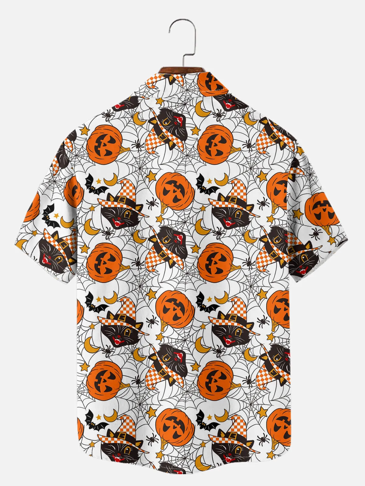 Men's Halloween Cats and Pumpkins Short Sleeve Shirt sold by Eleven Oasis product image thumbnail 3