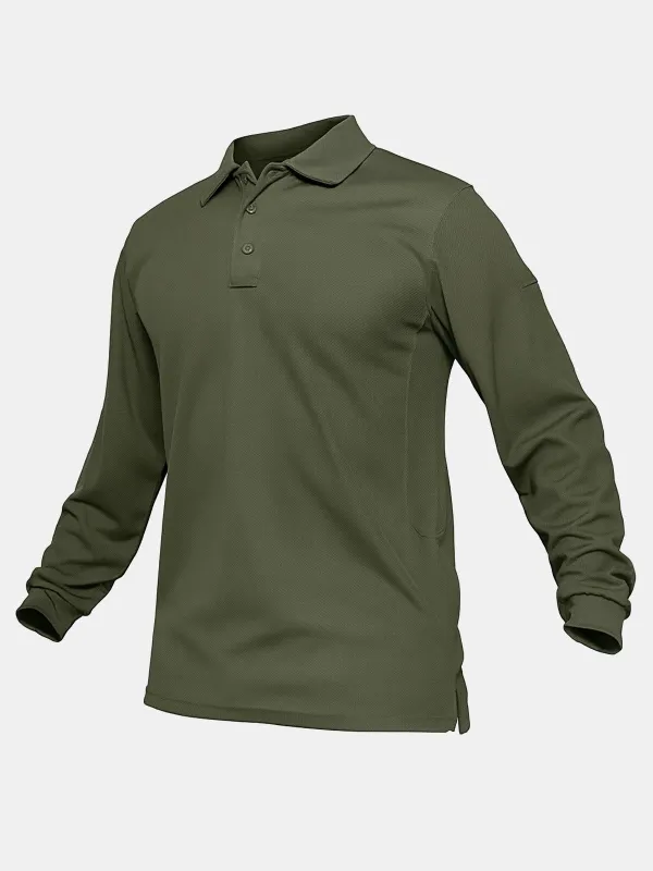 Men's Performance Polo Long Sleeve Shirt sold by Eleven Oasis