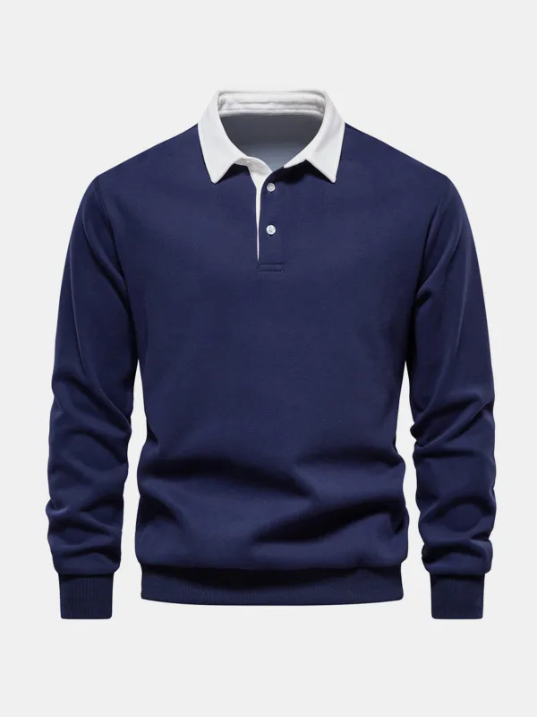 Men's Polo Collar Long Sleeve Sweatshirt sold by Eleven Oasis