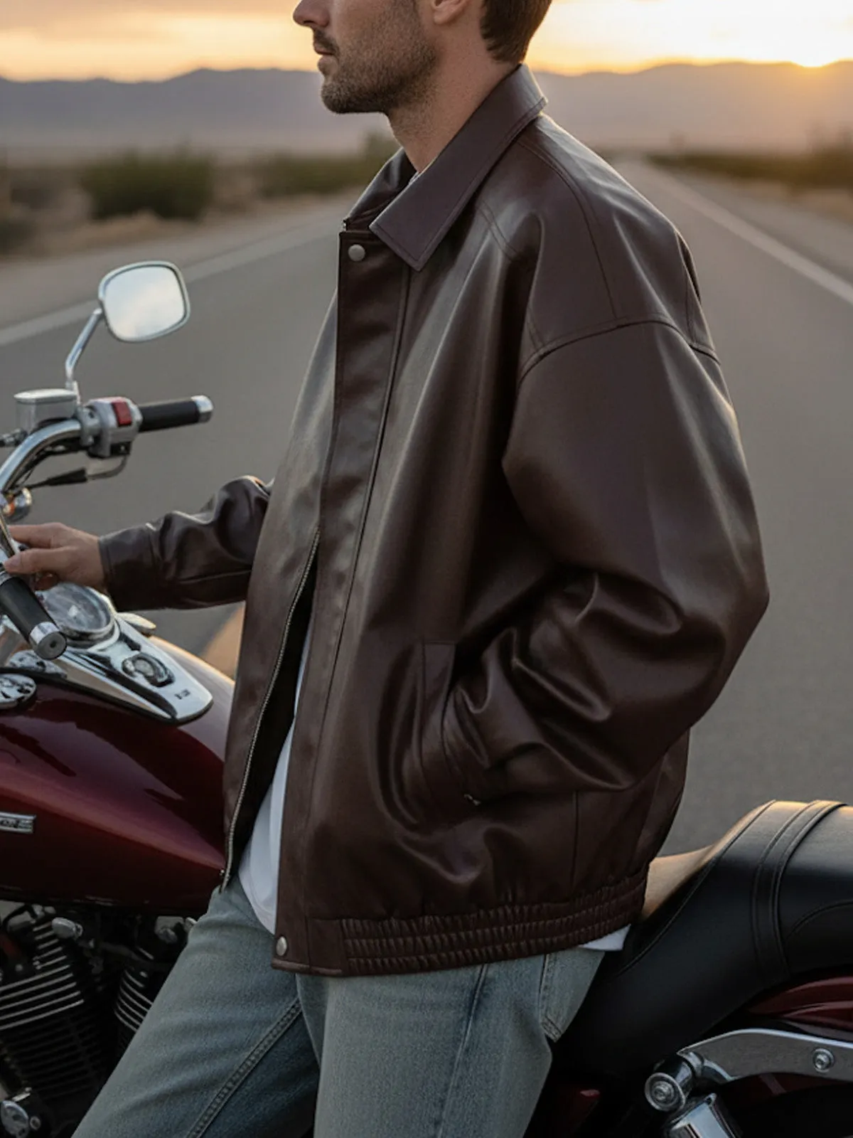 Men's Relaxed Fit Faux Leather Jacket sold by Eleven Oasis product image thumbnail 2