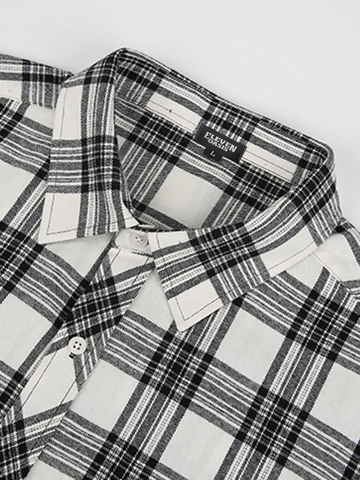 Men's Plaid Button-Down Long Sleeve Shirt sold by Eleven Oasis product image thumbnail 2