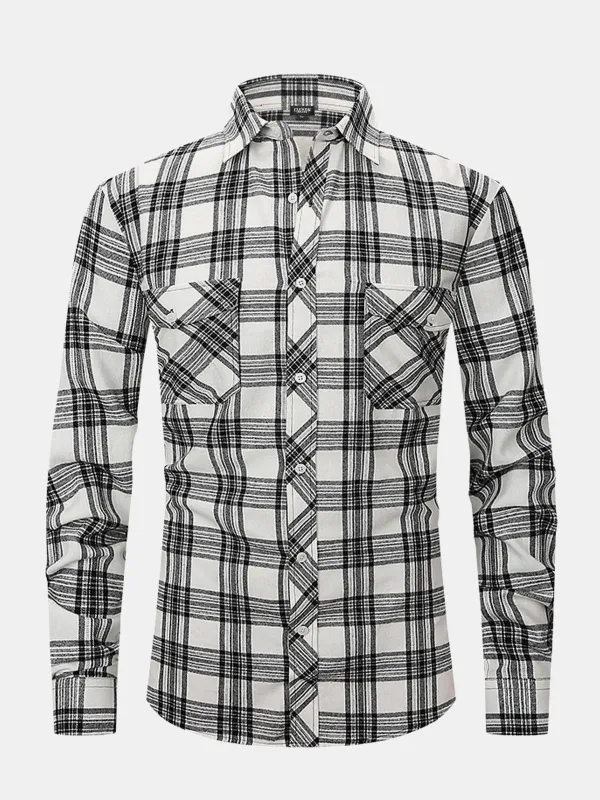 Men's Plaid Button-Down Long Sleeve Shirt sold by Eleven Oasis