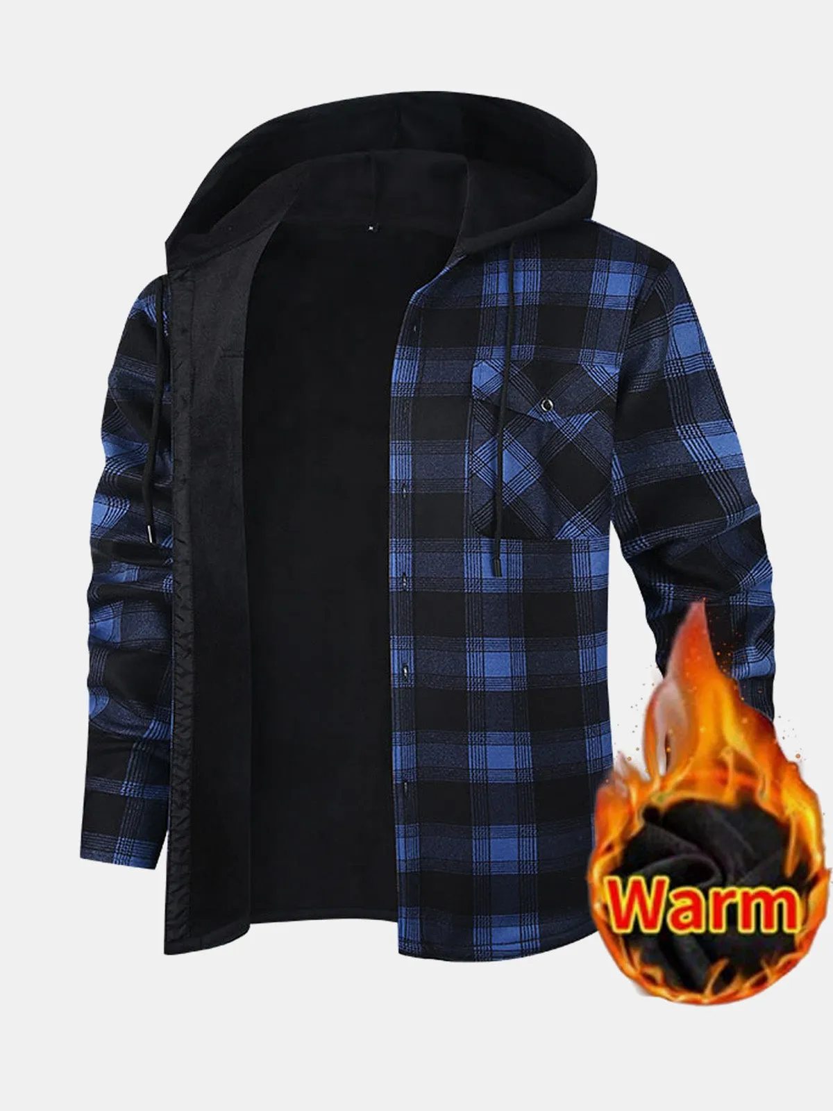 Men's Hooded Fleece Lined Flannel Shirt Jacket sold by Eleven Oasis product image thumbnail 5