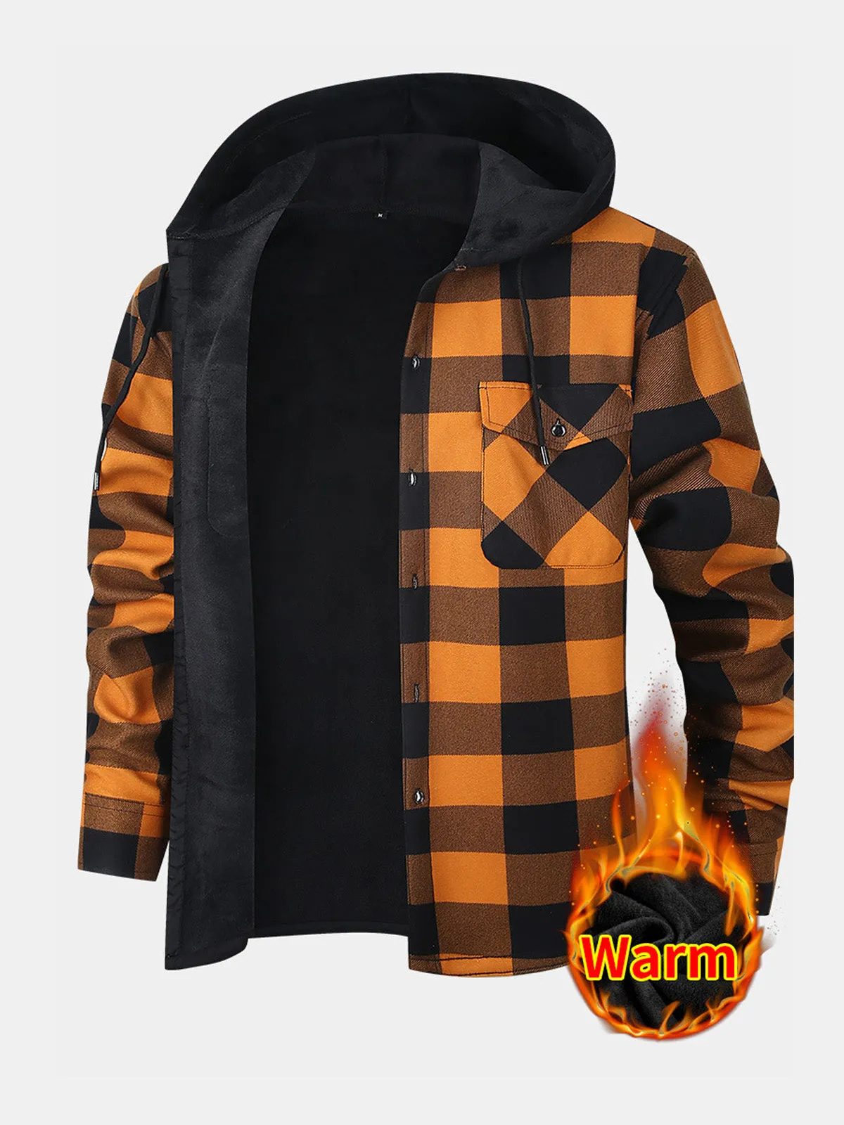 Men's Hooded Fleece Lined Flannel Shirt Jacket sold by Eleven Oasis