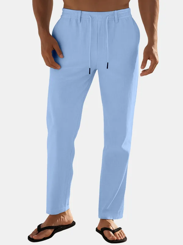 Men's Regular Fit Linen Blend Drawstring Pants sold by Eleven Oasis