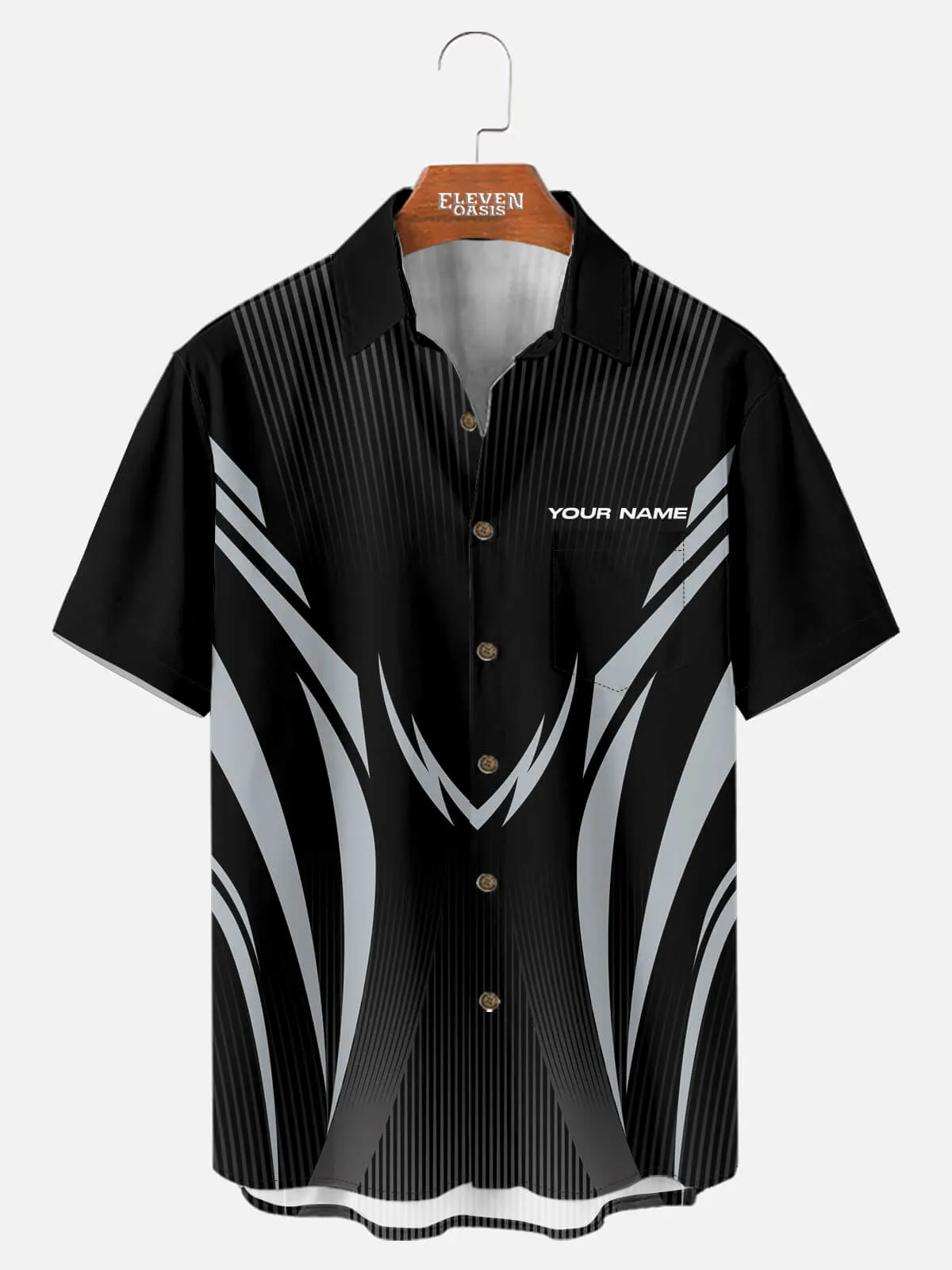 Tall Men's Custom American Football Stripe Short Sleeve Shirt sold by Eleven Oasis product image thumbnail 3